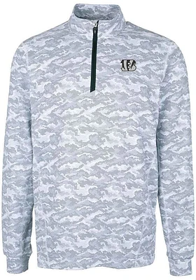 Cutter and Buck Cincinnati Bengals Mens Charcoal Mono Traverse Camo Big Tall 1/4 Zip Pullove..