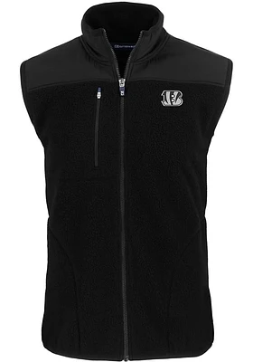 Cutter and Buck Cincinnati Bengals Big Tall Black Mono Cascade Sherpa Mens Vest