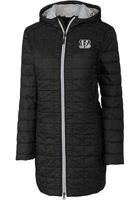 Cutter and Buck Cincinnati Bengals Womens Black Mono Rainier PrimaLoft Long Filled Jacket