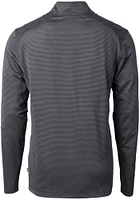 Cutter and Buck Cincinnati Bengals Mens Black Mono Virtue Eco Pique Micro Stripe Long Sleeve Qtr Z..