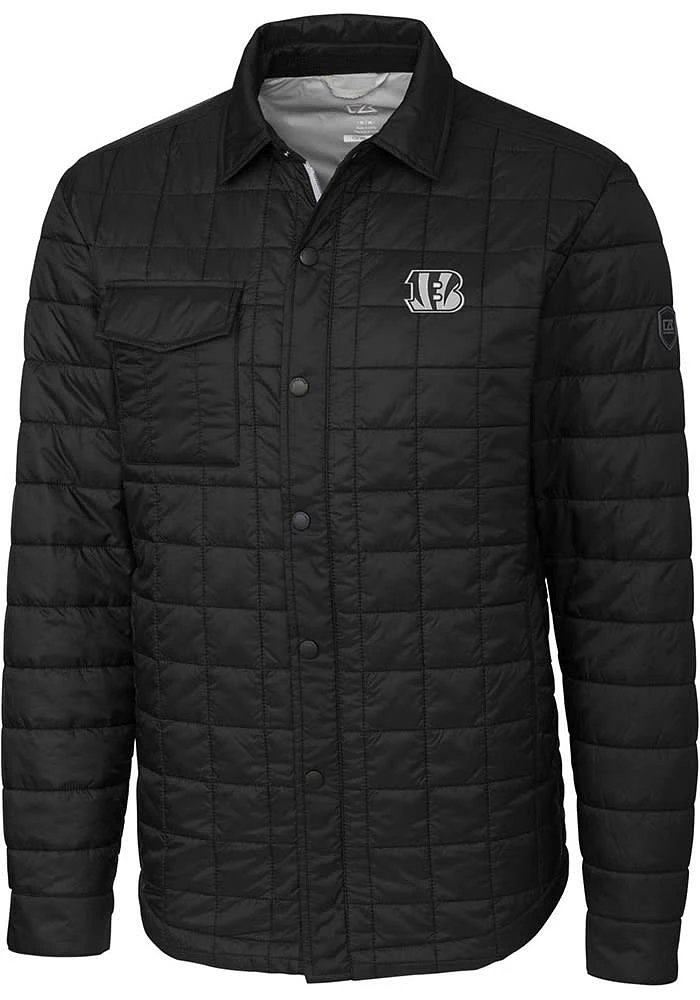 Cutter and Buck Cincinnati Bengals Mens Black Mono Rainier PrimaLoft Outerwear Lined Jacket