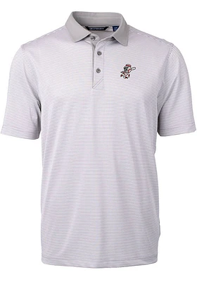 Cutter and Buck Cincinnati Reds Grey Cooperstown Virtue Eco Pique Micro Stripe Big Tall Polo