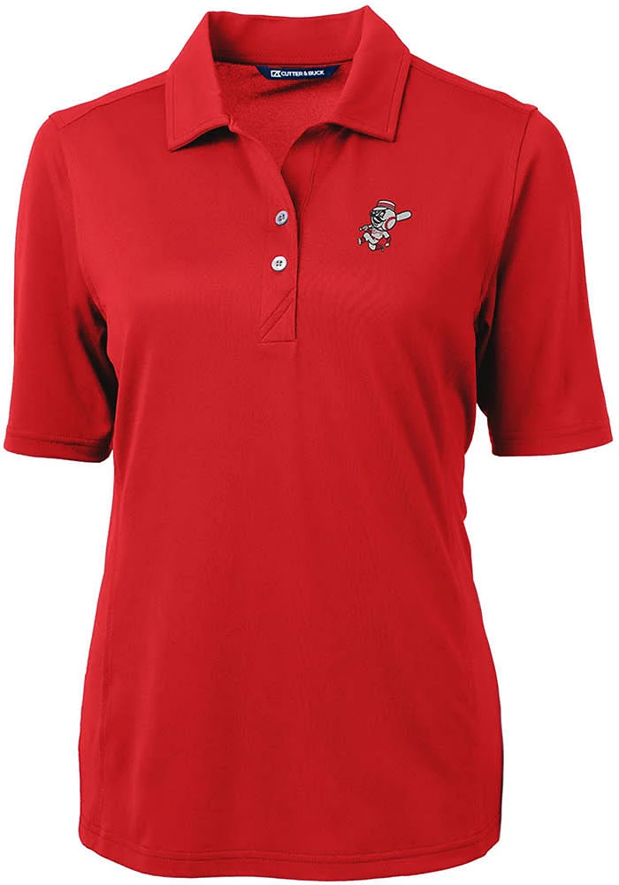 Cutter and Buck Cincinnati Reds Womens Cooperstown Virtue Eco Pique Short Sleeve Polo Shirt