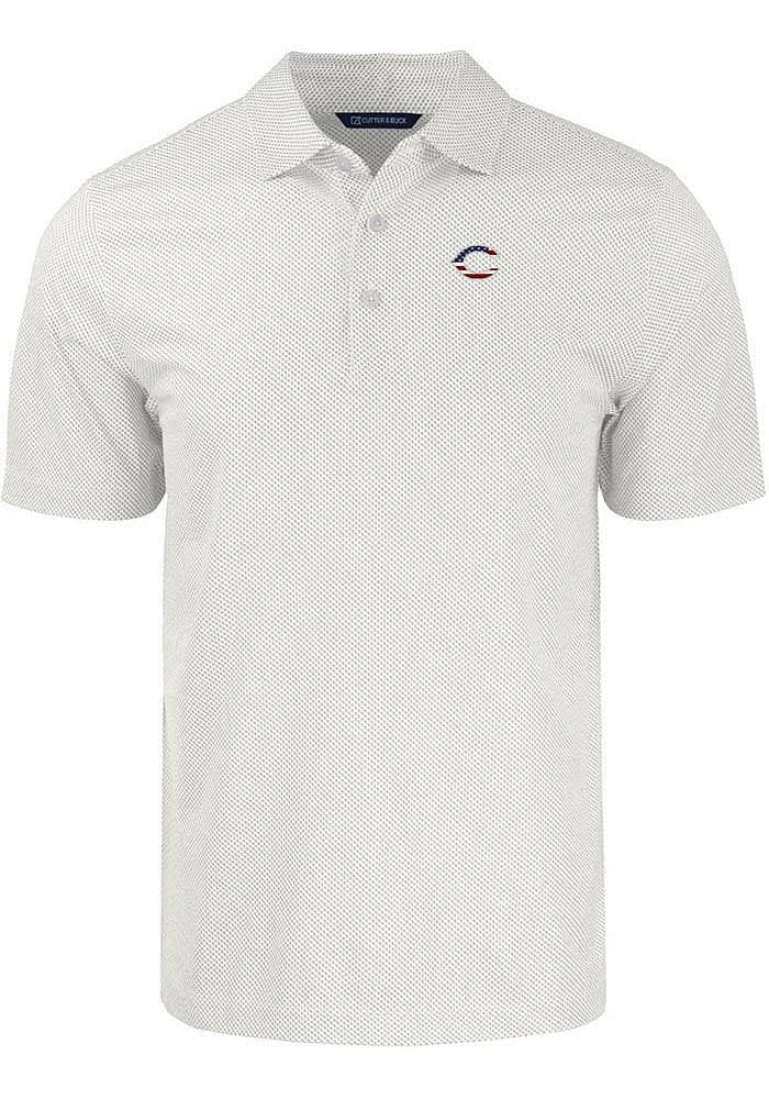 Cutter and Buck Cincinnati Reds White Stars Stripes Pike Symmetry Big Tall Polo