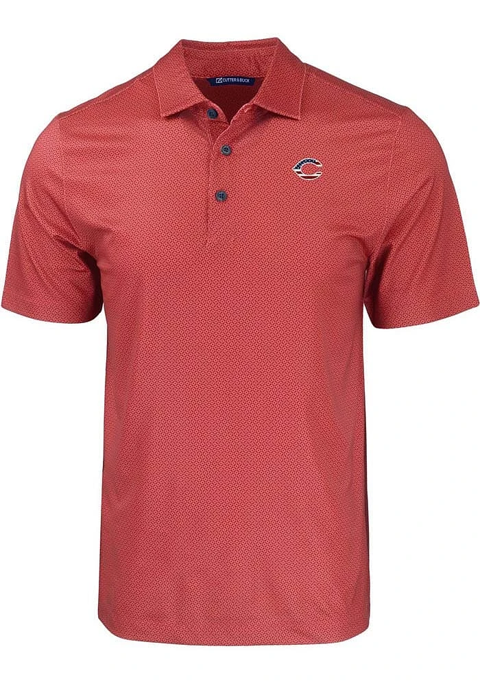 Cutter and Buck Cincinnati Reds Cardinal Stars Stripes Pike Eco Geo Print Big Tall Polo