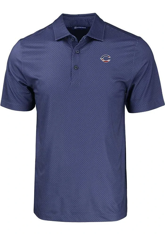 Cutter and Buck Cincinnati Reds Navy Blue Stars Stripes Pike Eco Geo Print Big Tall Polo