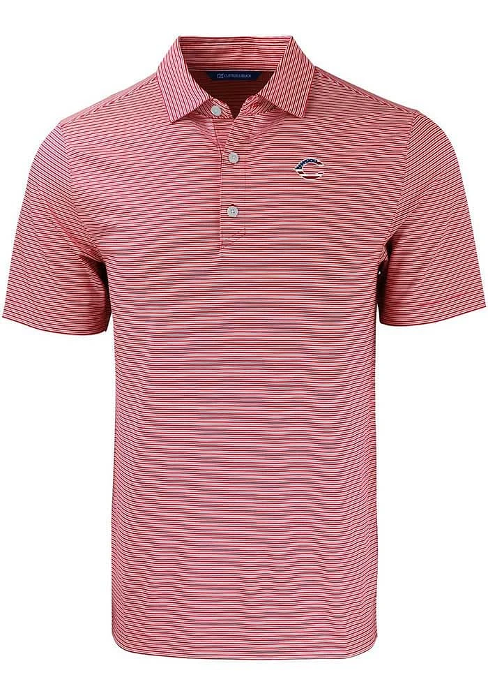 Cutter and Buck Cincinnati Reds Mens Red Stars Stripes Forge Double Stripe Short Sleeve Polo