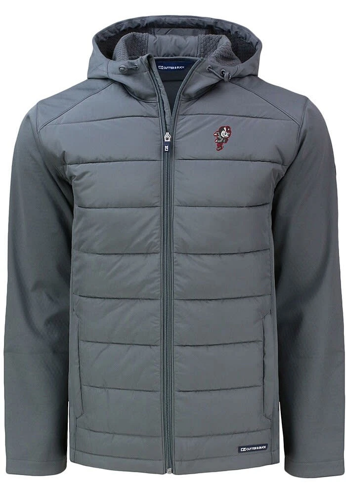 Cutter and Buck Ohio State Buckeyes Mens Grey Vault Evoke Hood Heavyweight Jacket