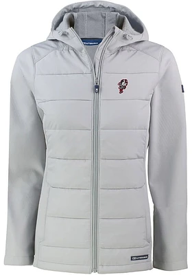 Cutter and Buck Ohio State Buckeyes Womens Charcoal Vault Evoke Hood Heavy Weight Jacket