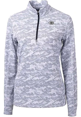 Cutter and Buck Cincinnati Reds Womens Charcoal Mono Traverse Camo 1/4 Zip Pullover