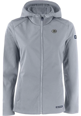 Cutter and Buck Cincinnati Reds Womens Charcoal Mono Evoke Light Weight Jacket