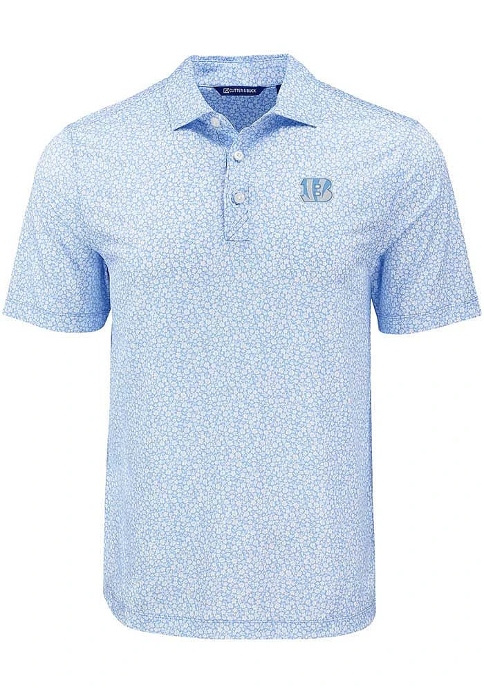 Cutter and Buck Cincinnati Bengals Mens Mono Pike Flora Short Sleeve Polo