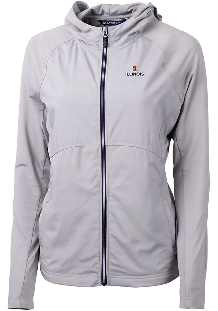 Cutter and Buck Illinois Fighting Illini Womens Grey Adapt Eco Light Weight Jacket