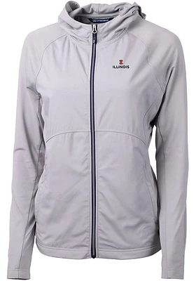 Cutter and Buck Illinois Fighting Illini Womens Grey Adapt Eco Light Weight Jacket