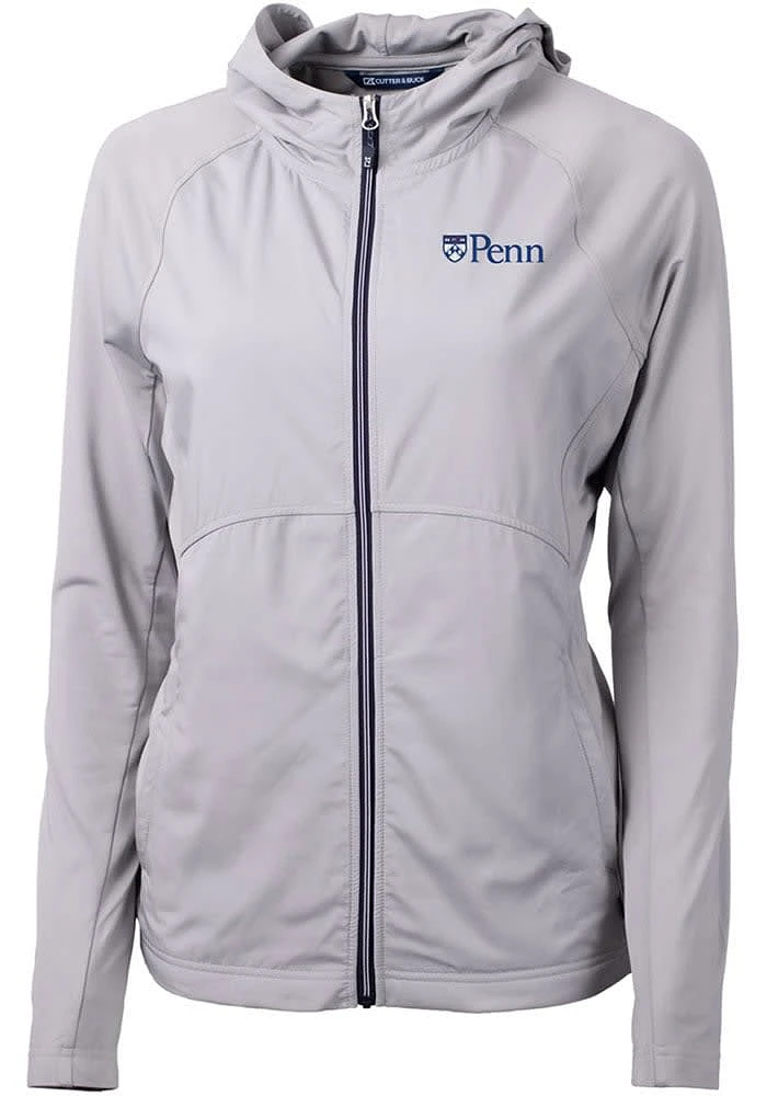 Cutter and Buck Pennsylvania Quakers Womens Grey Adapt Eco Light Weight Jacket
