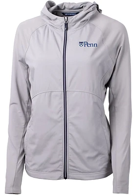 Cutter and Buck Pennsylvania Quakers Womens Grey Adapt Eco Light Weight Jacket