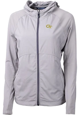 Cutter and Buck GA Tech Yellow Jackets Womens Grey Adapt Eco Light Weight Jacket