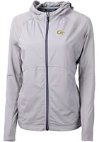 Cutter and Buck GA Tech Yellow Jackets Womens Grey Adapt Eco Light Weight Jacket