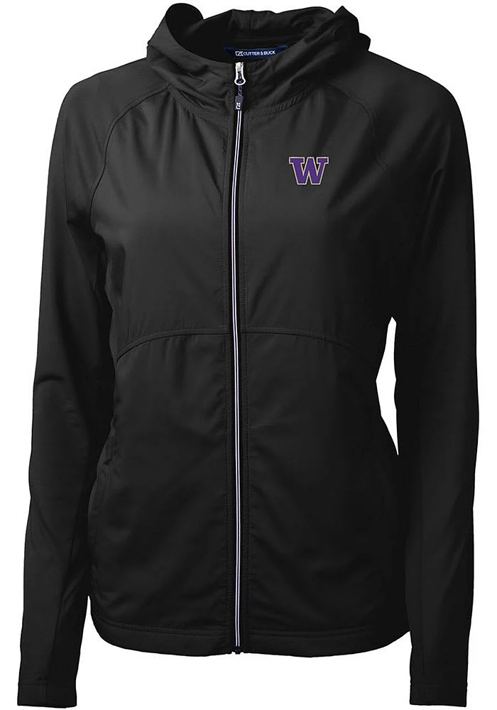 Womens Washington Huskies Black Cutter and Buck Adapt Eco Light Weight Jacket