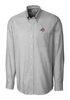 Cutter and Buck Ohio State Buckeyes Mens Black Tattersall Long Sleeve Dress Shirt