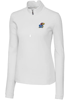 Cutter and Buck Kansas Jayhawks Womens White Traverse Qtr Zip