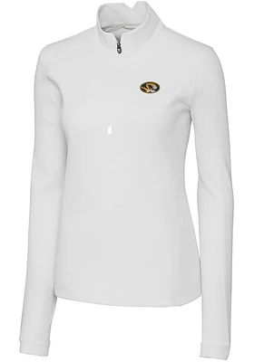 Cutter and Buck Missouri Tigers Womens White Traverse Qtr Zip