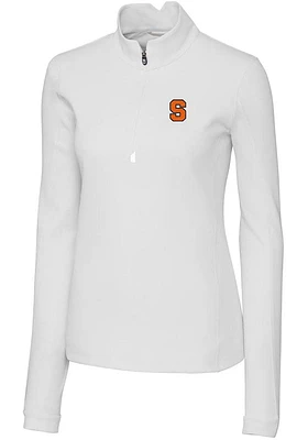 Cutter and Buck Syracuse Orange Womens White Traverse Qtr Zip