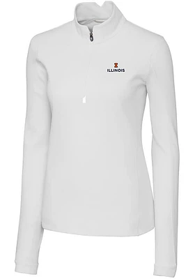 Cutter and Buck Illinois Fighting Illini Womens White Traverse Qtr Zip
