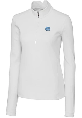 Cutter and Buck North Carolina Tar Heels Womens White Traverse Qtr Zip