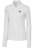 Cutter and Buck West Virginia Mountaineers Womens White Traverse Qtr Zip