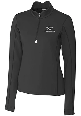 Cutter and Buck Virginia Tech Hokies Womens Black Traverse Qtr Zip