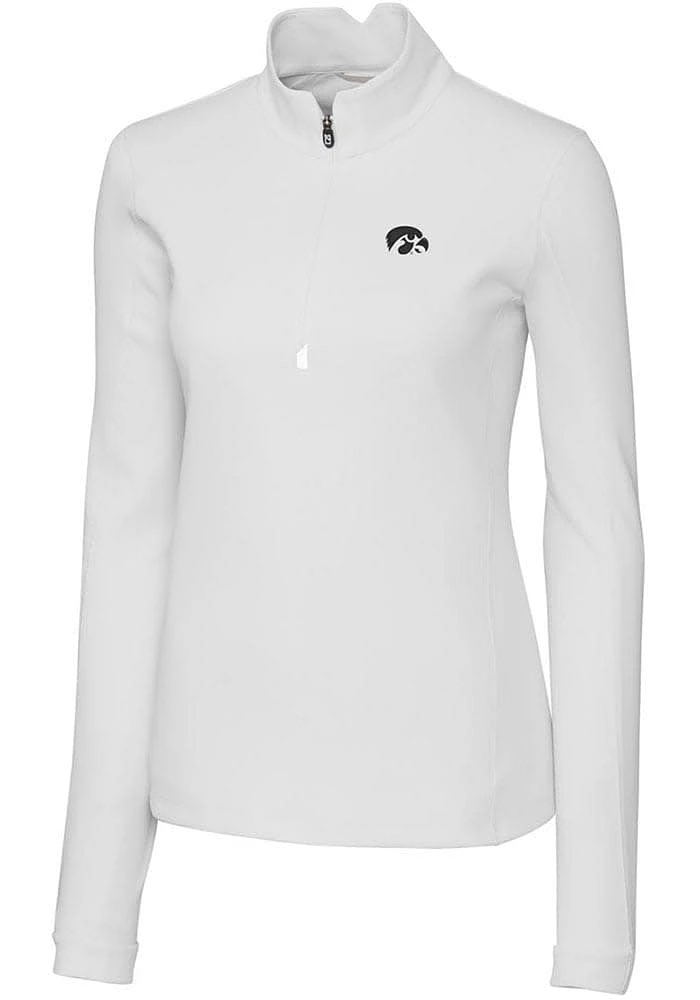 Cutter and Buck Iowa Hawkeyes Womens White Traverse Qtr Zip
