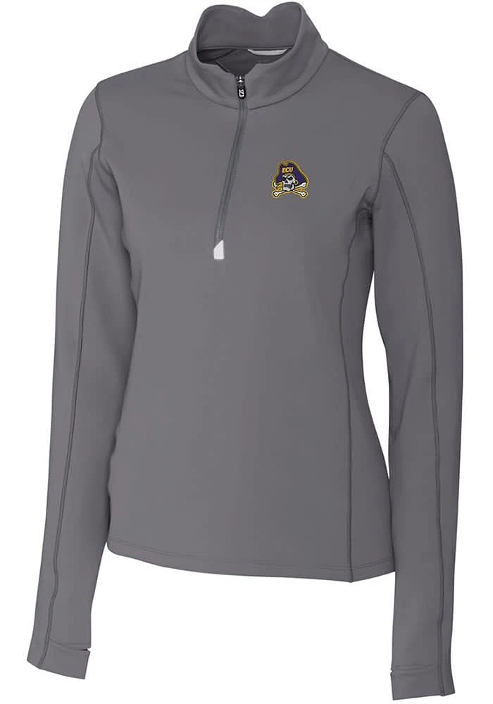 Cutter and Buck East Carolina Pirates Womens Grey Traverse Qtr Zip