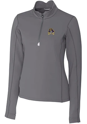 Cutter and Buck East Carolina Pirates Womens Grey Traverse Qtr Zip