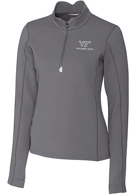 Cutter and Buck Virginia Tech Hokies Womens Grey Traverse Qtr Zip