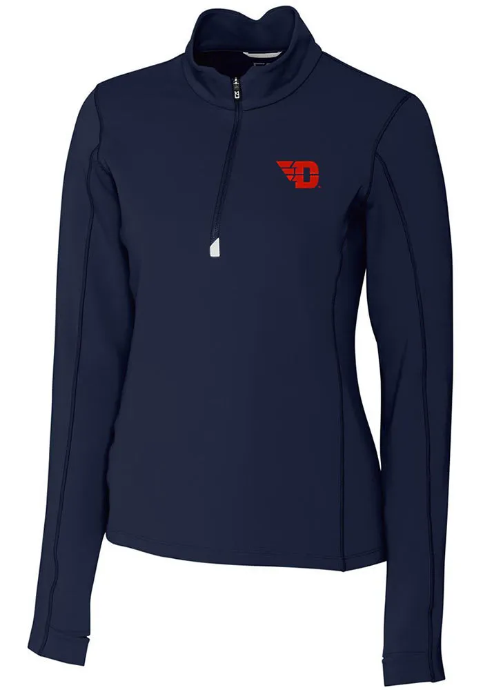 Cutter and Buck Dayton Flyers Womens Navy Blue Traverse 1/4 Zip Pullover