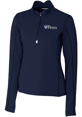 Cutter and Buck Pennsylvania Quakers Womens Navy Blue Traverse Qtr Zip