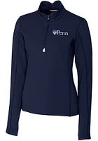 Cutter and Buck Pennsylvania Quakers Womens Navy Blue Traverse Qtr Zip