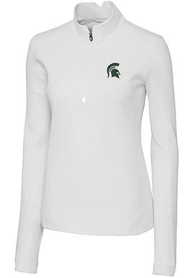 Cutter and Buck Michigan State Spartans Womens White Traverse Qtr Zip