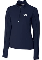 Cutter and Buck BYU Cougars Womens Navy Blue Traverse Qtr Zip
