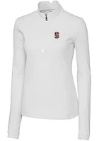 Cutter and Buck Stanford Cardinal Womens White Traverse Qtr Zip