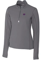 Cutter and Buck K-State Wildcats Womens Grey Traverse Qtr Zip