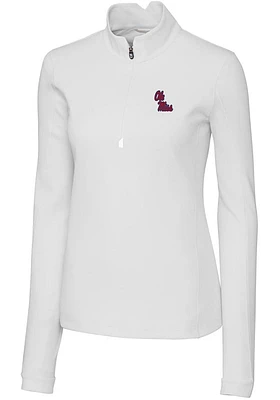 Cutter and Buck Ole Miss Rebels Womens White Traverse Qtr Zip