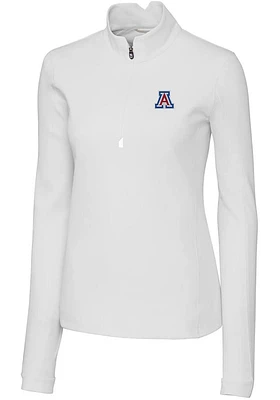 Cutter and Buck Arizona Wildcats Womens White Traverse Qtr Zip