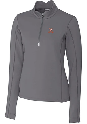 Cutter and Buck Virginia Cavaliers Womens Grey Traverse Qtr Zip