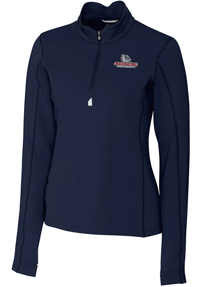 Cutter and Buck Gonzaga Bulldogs Womens Navy Blue Traverse Qtr Zip