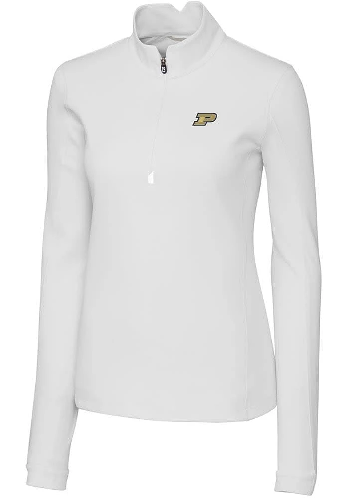 Cutter and Buck Purdue Boilermakers Womens White Traverse Qtr Zip