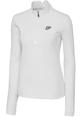 Cutter and Buck Purdue Boilermakers Womens White Traverse Qtr Zip