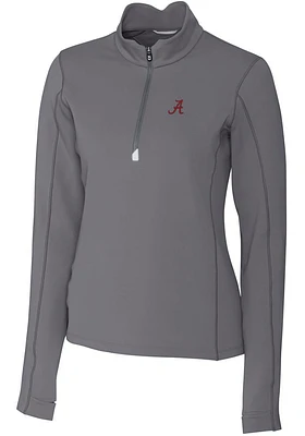 Cutter and Buck Alabama Crimson Tide Womens Grey Traverse Qtr Zip