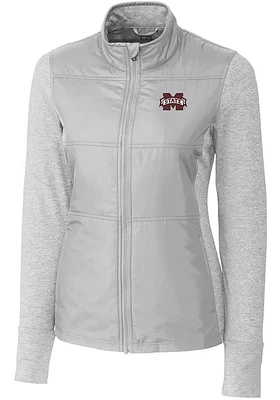 Cutter and Buck Mississippi State Bulldogs Womens Grey Stealth Hybrid Quilted Medium Weight Jacket